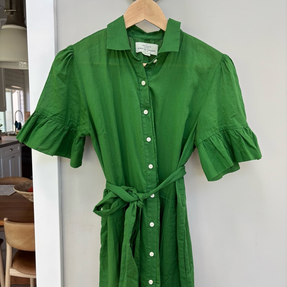 Trovata Birds of Paradis Martine Vibrant Green Maxi Dress